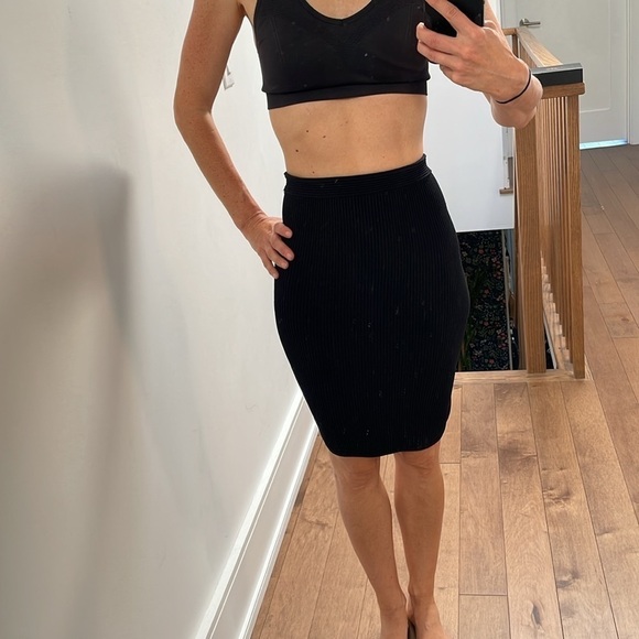 Ronny Kobo Collection Black Knit ribbed Pencil Skirt stretchy bodycon tight sz S - Picture 10 of 13
